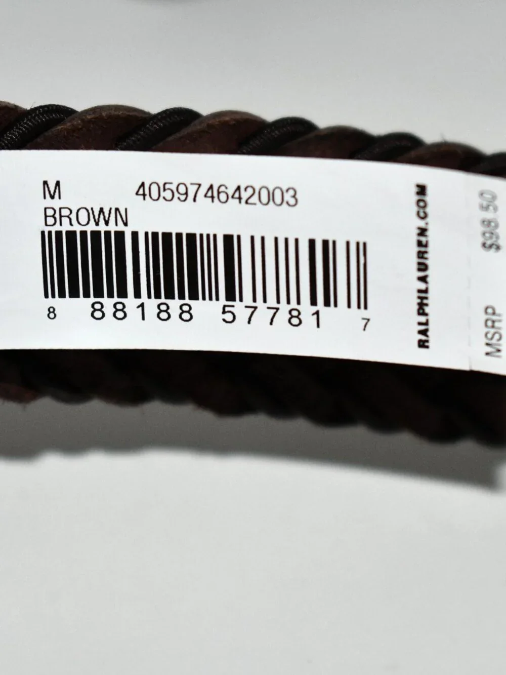Polo Ralph Lauren Leather Stretch Braided Belt in Brown Size: MED #405974642003
